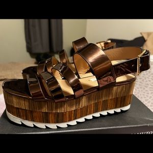 Like NEW Bronze Zara Platform Sandals SZ8